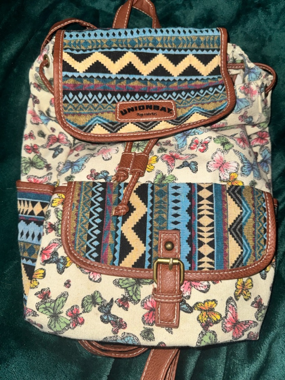 Vintage UNIONBAY Multicolor Butterfly mini Canvas Backpack